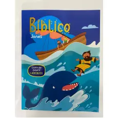 Livro de Colorir com Adesivos - Bíblico Jonas 