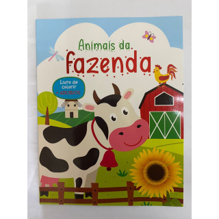 Livro de Colorir com Adesivos - Animais da Fazenda