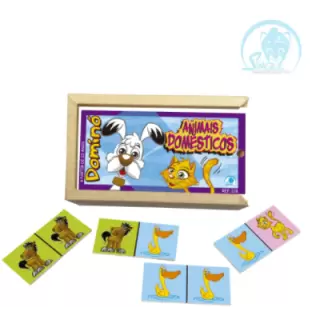 DOMINÓ ANIMAIS DOMÉSTICOS COM 28 PEÇAS - Simque (Ref 218)