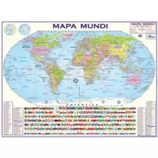 Mapa Escolar Mundi Politico 120x90 cm x 1 Unidade