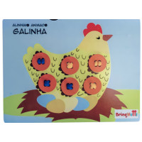 Alinhavos Animado Galinha - BrinqMutti Alinhavos Animado Galinha - BrinqMutti