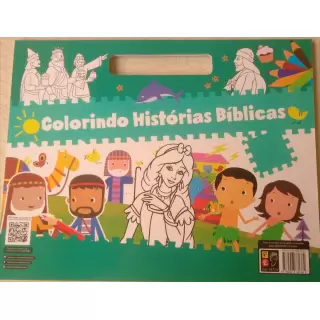 COLORINDO HISTÓRIAS BÍBLICAS  - COLORIR + 100 ADESIVOS