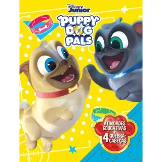 Livro Aprender Brincando C/ Quebra Cabeça - Puppy Dog Pals 